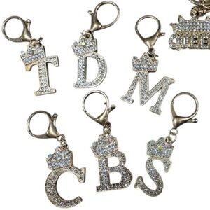 BLINGY INITIAL KEY RING/BAG CHARM CHOOSE INITIAL NEW
